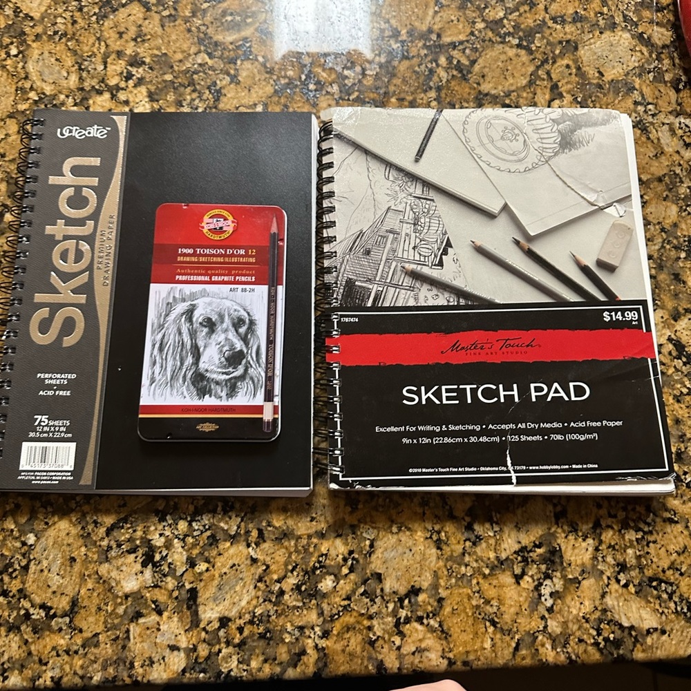 Koh-I-Noor Art Graphite Pencil Set with Two Sketch Books and Big mistake Eraser